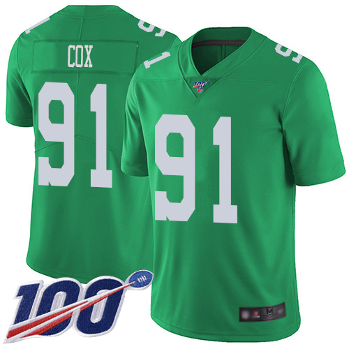 Men Philadelphia Eagles #91 Fletcher Cox Limited Green Rush Vapor Untouchable NFL Jersey 100th Season